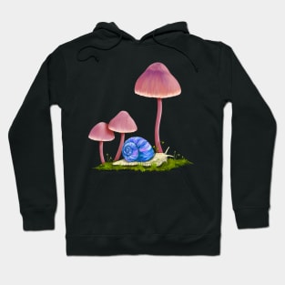 Whimsical Snail and Mushrooms Hoodie